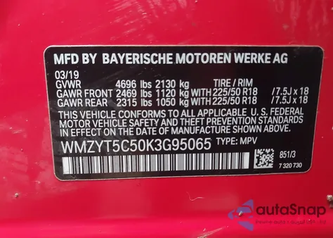 2019 Mini Countryman Cooper S from USA, damaged, VIN WMZYT5C50K3G95065